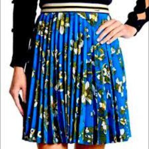Ted Baker London “Zakai”  Blue Floral Pleated Skirt Size 1/Small (approximately)